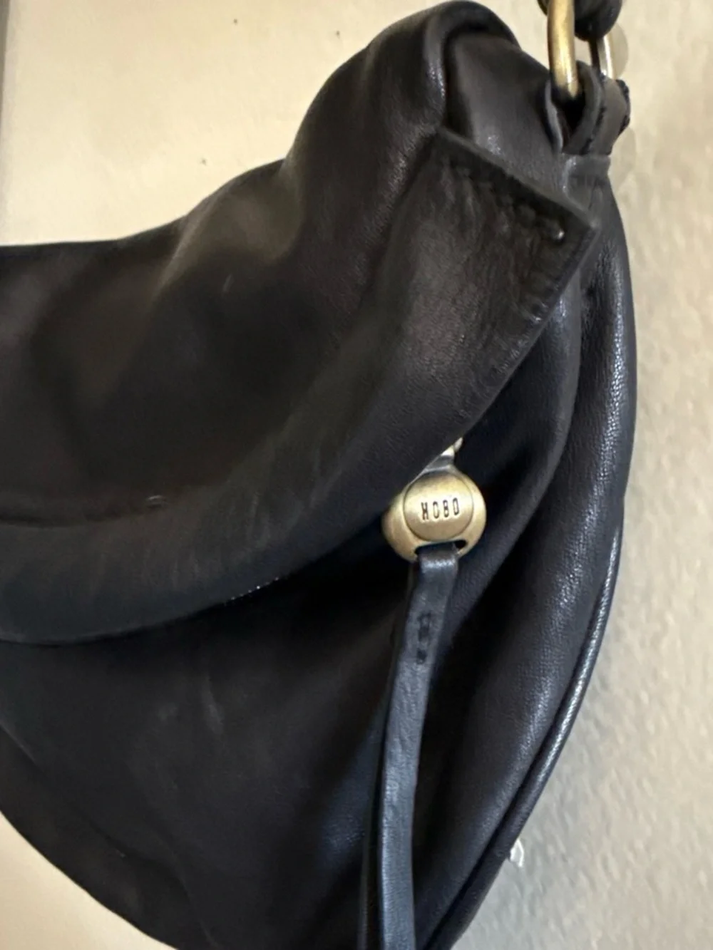 HOBO Black Leather Hobo belt Bag with Gold Accents